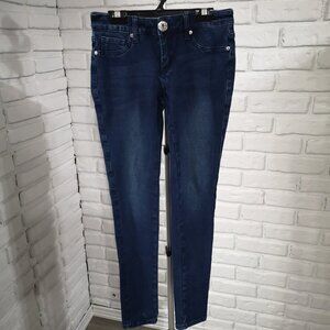 Guess Girls Size XS Dark Wash Zipper & Button Closure Skinny Denim Leggings